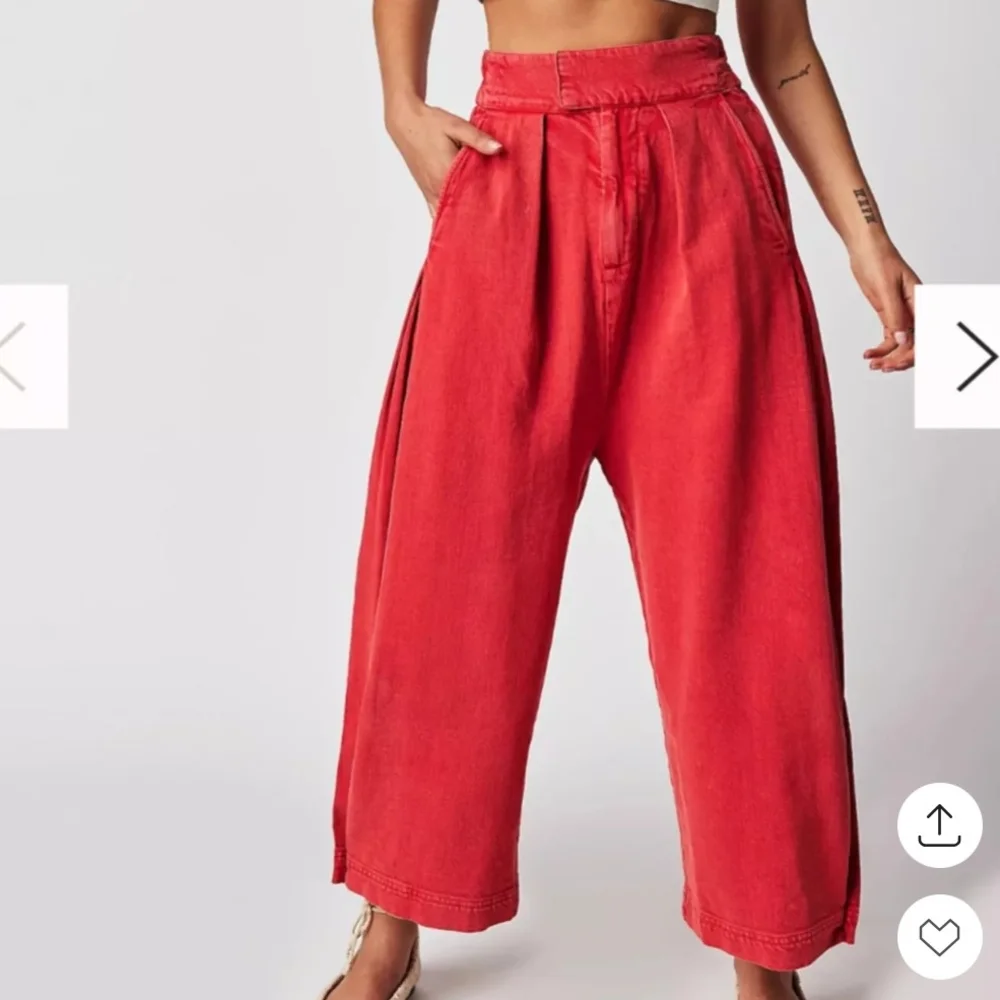 NWOT Free People Cool Harbor Red Elastic Waist Wide Leg Pants, M - Picture 1 of 12